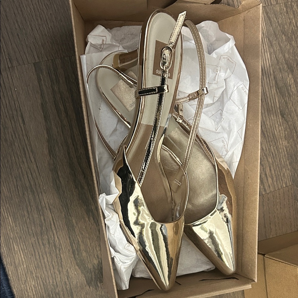 Gold Metallic Women's Slingback Heels